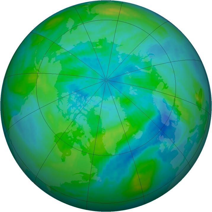 Arctic ozone map for 25 September 1983